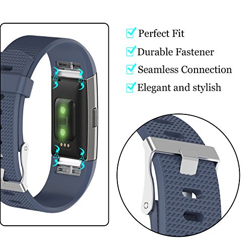 KingAcc Correa para Fitbit Charge 2, Silicona Suave Pulsera de Respueto con Hebilla de Metal Compatible con Fitbit Charge 2 smartwatch