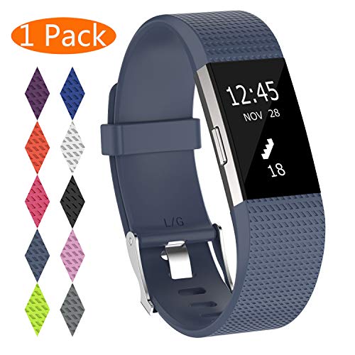 KingAcc Correa para Fitbit Charge 2, Silicona Suave Pulsera de Respueto con Hebilla de Metal Compatible con Fitbit Charge 2 smartwatch