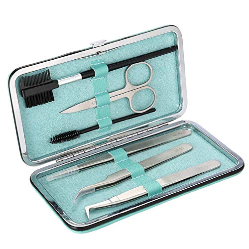 Kit de Pinzas Depilar Profesionales, Qkiss Kit de Herramientas para Pestañas Postizas para Extensión de Pestañas, Tijeras para Cejas, Peine de Cejas, Rasuradora de Cejas