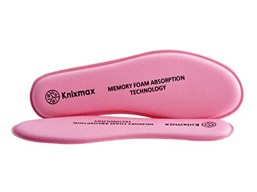 Knixmax Plantillas Memory Foam para Zapatos de Mujer y Hombre, Plantillas Confort Amortiguadoras Cómodas y Flexibles para Trabajo, Deportes, Caminar, Senderismo, EU39 (UK 06) Rosa