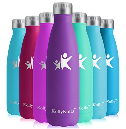 KollyKolla Botella de Agua Acero Inoxidable, Termo Sin BPA Ecológica, Botellas Termica Reutilizable Frascos Térmicos para Niños & Adultos, Deporte, Oficina, Yoga, Ciclismo, (750ml Púrpura Oscuro)