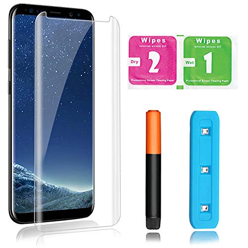 KSTORE365 Cristal Templado Samsung S8, Protector de Pantalla Samsung Galaxy S8 Vidrio Templado con [Kit UV] [3D Curvo] para Samsung Galaxy S8