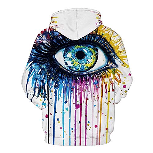 KUANGQIANWEI Hoodies Man Pareja de Hombres y Mujeres más tamaño suéter Encapuchado Grandes Ojos impresión de la Pintada suéter Encapuchado Mens Sweatshirts (Size : S)