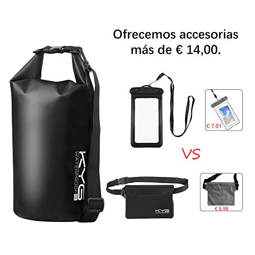 KYG Bolsa Estanca Impermeable 10L Set de Mochila Estanca con Funda de Móvil y Bolsa de Cintura, Bolsa Seca para Playa y Deportes al Aire Kayak Senderismo Esquí Pesca Escalada Camping