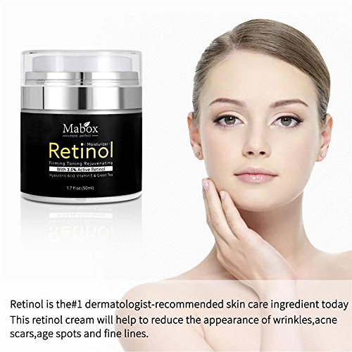 La Crema Facial Hidratante MABOX, Fórmula Antienvejecimiento Pawaca Reduce las Arrugas y Líneas Finas Crema de Retinol con Vitamina A D E, con 2.5 de Retinol Activo, Ácido Hialurónico