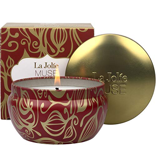 La Jolíe Muse Vela perfumada de Canela y Calabaza, Vela de Soja 100% Natural para Uso doméstico, bergamota de Vainilla y Tabaco, 35-45 Horas de duración, Caja, 6.5oz