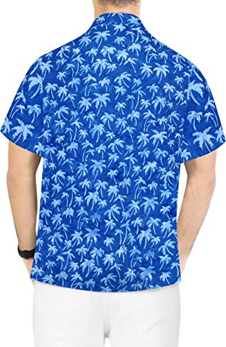 LA LEELA árbol de Trabajo clásico Desgaste Ocasional Diario Regular de Palma en Forma de Playa de los Hombres Imprime la Camisa Hawaiana XL-Pecho Contorno (in cms):121-132 Azul Real_AA172