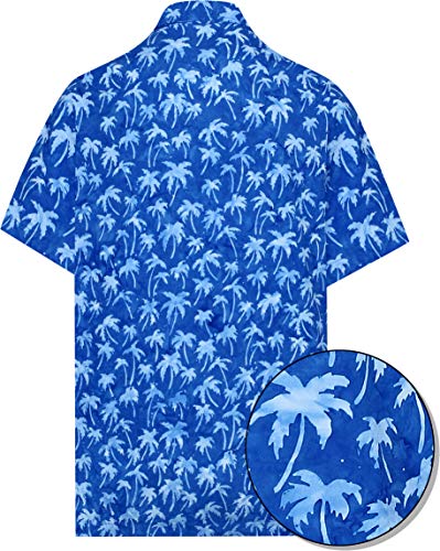 LA LEELA árbol de Trabajo clásico Desgaste Ocasional Diario Regular de Palma en Forma de Playa de los Hombres Imprime la Camisa Hawaiana XL-Pecho Contorno (in cms):121-132 Azul Real_AA172