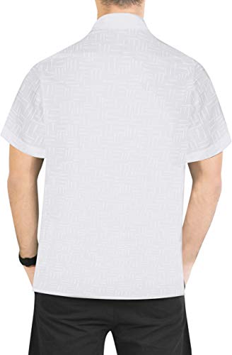 LA LEELA Obra clásica el Uso Diario de Playa Casual Corte Regular la Camisa Hawaiana de los Hombres Ghosts Blanco_AA118 XL-Pecho Contorno (in cms):121-132