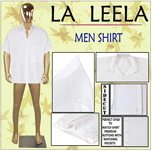 LA LEELA Obra clásica el Uso Diario de Playa Casual Corte Regular la Camisa Hawaiana de los Hombres Ghosts Blanco_AA118 XL-Pecho Contorno (in cms):121-132