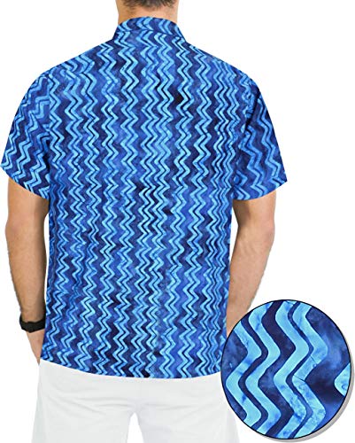 LA LEELA Obra clásica el Uso Diario de Playa Casual Corte Regular la Camisa Hawaiana los Hombres Azul Real_AA124 XL-Pecho Contorno (in cms):121-132