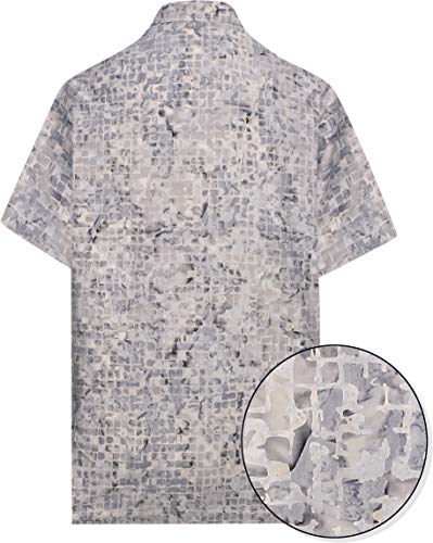 LA LEELA Trabajo Ocasional clásico de los Hombres el Uso Diario de Playa Corte Regular Impreso Camisa Hawaiana XL-Pecho Contorno (in cms):121-132 Gris_AA170