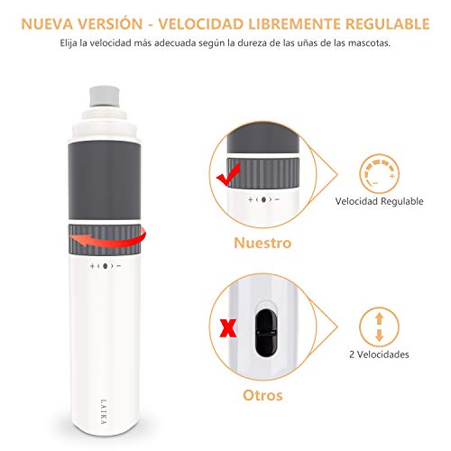 LAIKA Lima de Uñas Eléctrica para Perro y Gatos, Cortaúñas para Mascotas Pequeñas y Medianas, Almolador para Perros, Profesional USB Recargable, 40db Ultra Silencioso