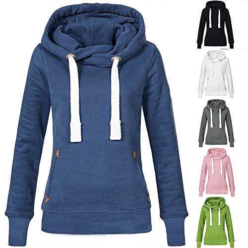 LEEDY Daily Hooded Pullover Tops Camisa, Camiseta de Manga Larga y Talla Grande para Mujer