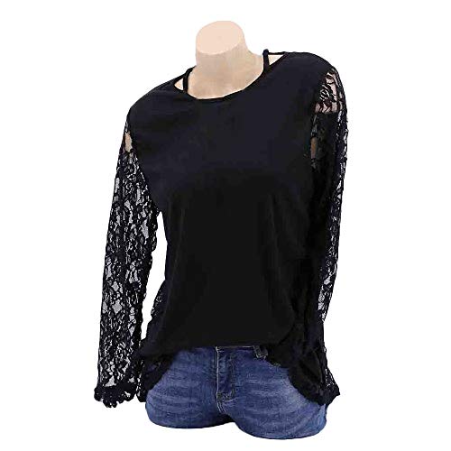 LEEDY Mujer Otoño Manga Larga Lado Dividido Suelta Casual Suéter Túnica Tops