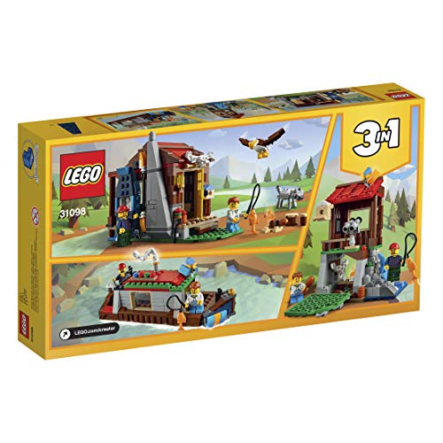 LEGO Creator - Cabaña, Juguete 3 en 1 Creativo de Construcción para Niños y Niñas a Partir de 7 Años con Piragua, Figuras de Perro, Águila y Minifiguras (31098) , color/modelo surtido