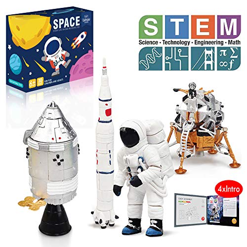 Lehoo Castle Bloque de Construcción del Espacial, 4 en 1 Maqueta de Nave Espacial Juguete, STEM Set de Juguetes para Niños