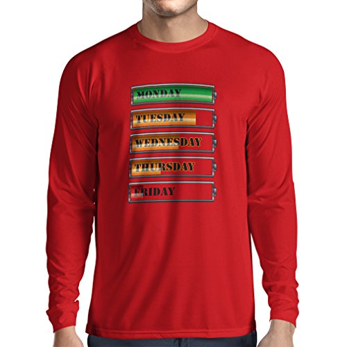 lepni.me Camiseta de Manga Larga para Hombre Horario semanal de Entrenamiento de Potencia (Medium Rojo Multicolor)