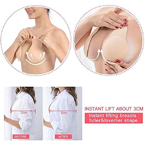 LHFSM Auto Adhesivo de Silicona pegajoso del Sujetador sin Tirantes, Anti flacidez Empuja hacia Arriba la Ropa Interior Bralette Cojines Invisibles de elevación de Cinta inalámbrico Bras Pecho