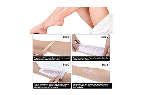 Liangkang 100PCS Blanco Desechable Cuerpo no tejido Facial Pierna Brazo Cera Eliminar tiras Depiladora Depilación profesional Depilación con papel depilatorio para hombres y mujeres unisex