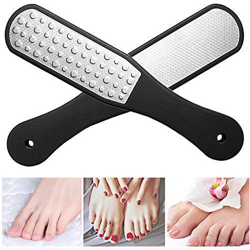 Lima de Pies Doble Cara de Corte Láser, Canwn Lima de Pies Profesional de Acero Inoxidable para Eliminar la Piel Dura o Muerta Escofina Callos con Diseño Ergonómico para Spa y Pedicura