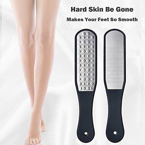 Lima de Pies Doble Cara de Corte Láser, Canwn Lima de Pies Profesional de Acero Inoxidable para Eliminar la Piel Dura o Muerta Escofina Callos con Diseño Ergonómico para Spa y Pedicura