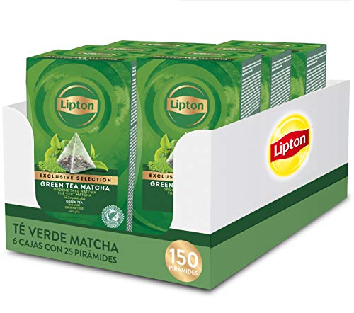 Lipton Selección Exclusiva Té Verde Matcha, 25 Pirámides, Pack de 6