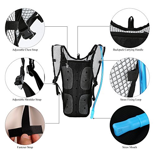 Lixada Mochila Hidratación 5L Mochila + 2L Bolsa de Agua Súper Ligero para Bicicleta Ciclismo Senderismo Excursionismo