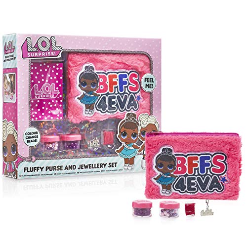 L.O.L. Surprise! Kit para Hacer Pulseras De Las Muñecas Confetti Pop LOL Surprise con Estuche De Peluche Rosa | Kit CREA Joyas para Niñas | Fantástica Manualidad | Regalo Maravilloso para Niñas