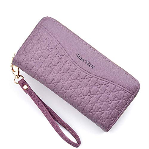 longer Cartera para Mujer Protección RFID Larga Cremallera Doble Cartera Multifunción Bolsillo para Múltiples Tarjetas Billetera De Gran Capacidad De Doble Capa De Cuero Suave para Mujer