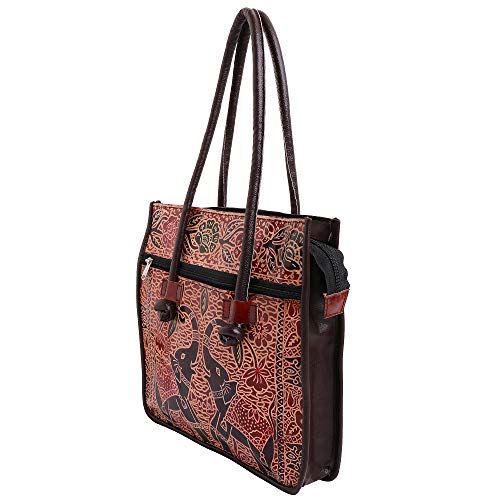 Lonika Bolsos de cuero para mujer Vintage Casual Tote Bolsas de hombro para señoras Hobos bolso grande grande con elefante, color Negro, talla Large