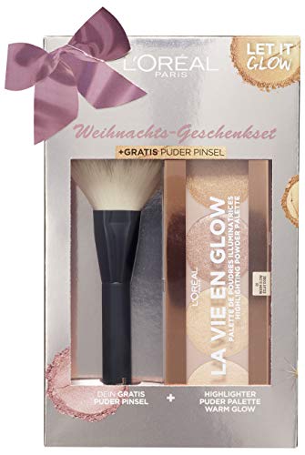 L'Oréal Paris Set de regalo de Navidad compuesto de paleta iluminadora y brocha para polvos, 3 unidades (50 ml).