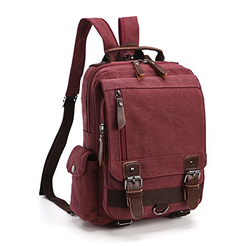 LOSMILE Mochila Hombres Mujer Lona Bolso de Bandolera La Bolsa de Mensajero Bolsa de Lona Bolsa de Hombro Messenger Bag Backpack. (Púrpura)