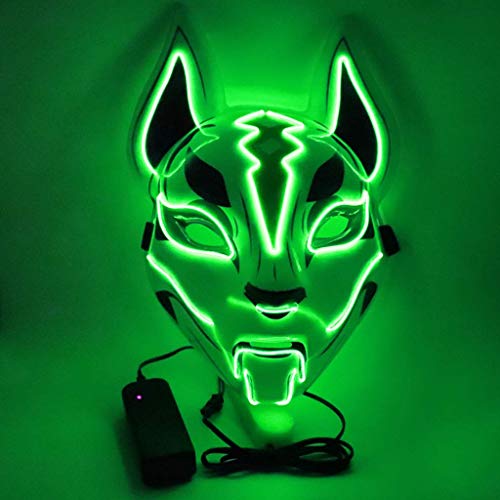 LQH hasta Cosplay Traje de Halloween Horror Hombres Mujeres Fox neón Cubierta EL Cable de luz LED (Size : C)