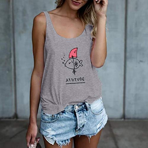 Luckycat Ropa Mujeres Camisetas sin Mangas Tank Top, Cute Letra Impreso Strappy Sexy Casual sin Mangas Blusa Cami Camisas Camiseta Chaleco Tops para Mujeres Dama