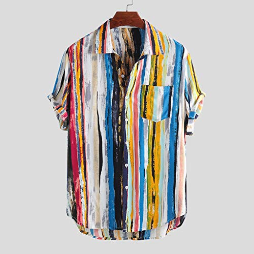 LUNULE VENMO Funky Camisa Hawaiana Señores Manga Corta Bolsillo Delantero Impresión de Hawaii Playa Camisas Hombre Verano Camiseta Fruta Floral Estampado Tops