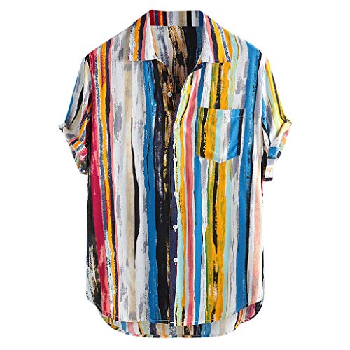 LUNULE VENMO Funky Camisa Hawaiana Señores Manga Corta Bolsillo Delantero Impresión de Hawaii Playa Camisas Hombre Verano Camiseta Fruta Floral Estampado Tops