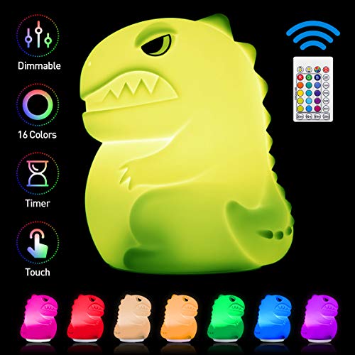 LUROON Lámpara LED para Niños 16 Color Cambiante, Control Táctil Temporizador Cuidado Ojos Silicona suave y lavable Luz de Noche Infantil, Perfecto Regalo para Bebés