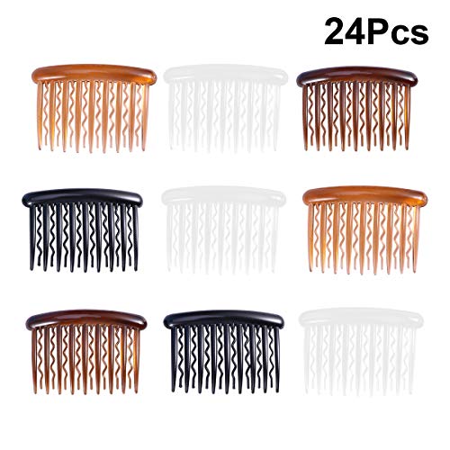 Lurrose 24 Piezas de plástico Peines Laterales para el Cabello Ondas en los Dientes Peines para Cabello insertado Peine Nupcial para el Cabello Fino (Color de Mezcla)