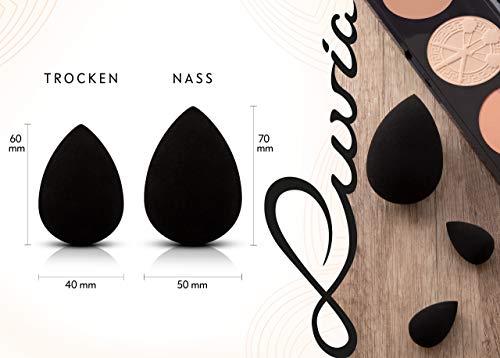 Luvia Beauty Blender - Juego de 3 esponjas ovaladas de maquillaje en negro - Esponja supersuave en 2 tamaños para una difuminación precisa y amplia de cosméticos