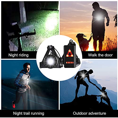 Luz para Correr Running, BraceTek luz led Frontal correr con Recargables USB Impermeable, Muy cómoda y Ligera,Tiene una luz Rojo en la Espalda con Seguridad.Perfecto para los Corredores nocturnas