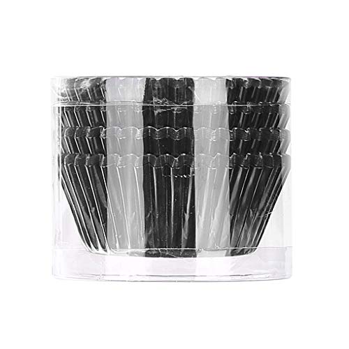 LXJLXJ 100pcs Grasa a Prueba de Hornear Tazas de Papel de Aluminio Papel de Aluminio Magdalenas Casos Mollete Tazas de la Torta de la Magdalena trazadores de líneas de la Boda del Partido, Negro