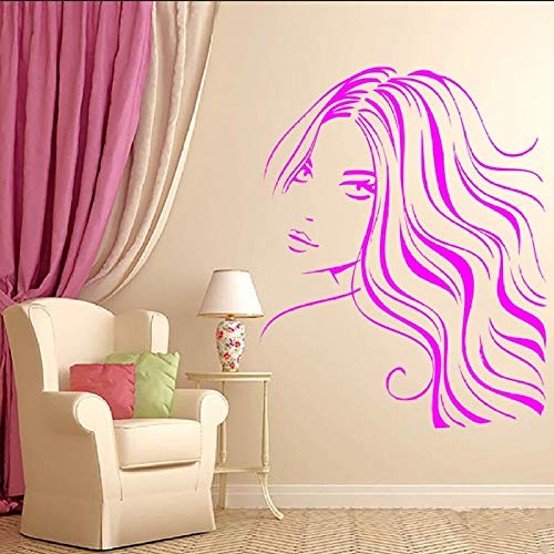 lyclff Chica Hermoso Cabello peluquería Mural calcomanía Interior Rosa 42x53cm