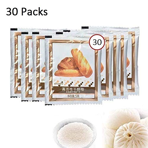 LZEN 30 Packs Bread Yeast Active Dry Yeast High Glucose Tolerance Kitchen Baking Agents for Kitchen Baking(5g per Pack)