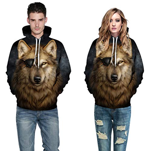 Makleyy Uno de Ojos del Lobo Sudaderas con Capucha de Hombres Fresco Pullover 3D chándales Masculina del Invierno Delgada Outwear Chaquetas con Capucha