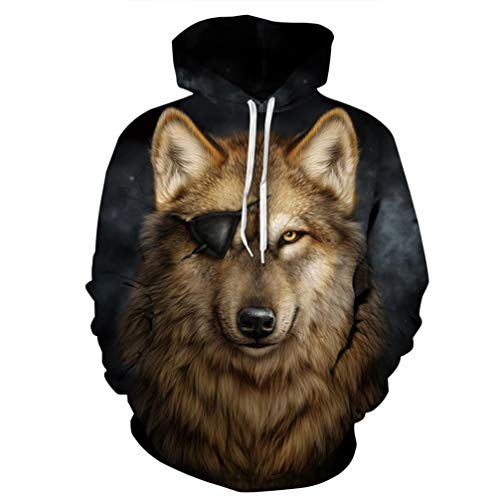 Makleyy Uno de Ojos del Lobo Sudaderas con Capucha de Hombres Fresco Pullover 3D chándales Masculina del Invierno Delgada Outwear Chaquetas con Capucha