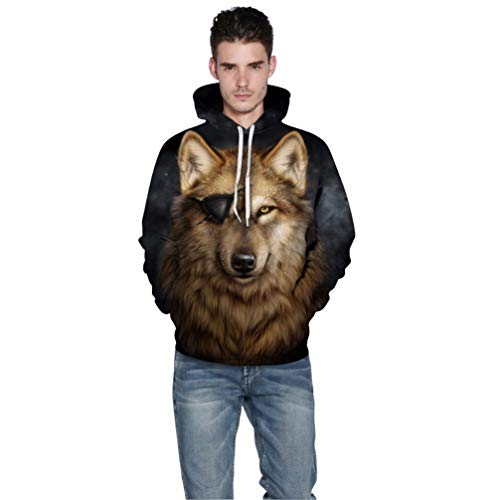 Makleyy Uno de Ojos del Lobo Sudaderas con Capucha de Hombres Fresco Pullover 3D chándales Masculina del Invierno Delgada Outwear Chaquetas con Capucha