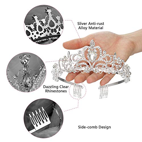 Makone Tiara Corona de Cristal con Diamantes de imitación Peine para Corona Nupcial Proms de Boda desfiles Princesas Fiesta de cumpleaños (Peine Estilo-4)