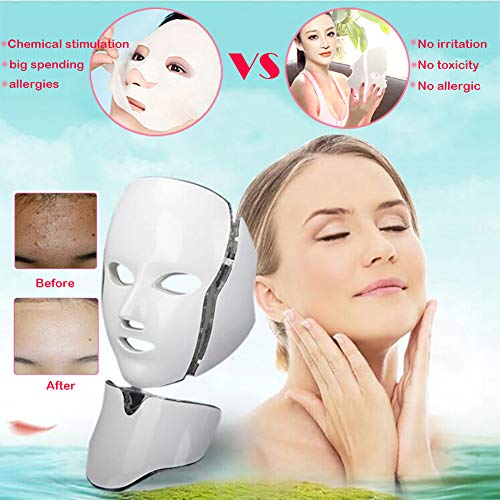 Máscara de terapia Velidy Light de 7 colores con luz LED, para terapia facial, cuello, belleza, cuidado de la piel, antiarrugas, blanqueamiento para el hogar y el salón