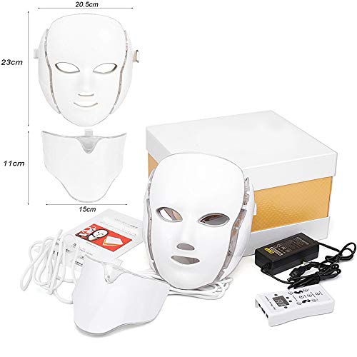 Máscara de terapia Velidy Light de 7 colores con luz LED, para terapia facial, cuello, belleza, cuidado de la piel, antiarrugas, blanqueamiento para el hogar y el salón